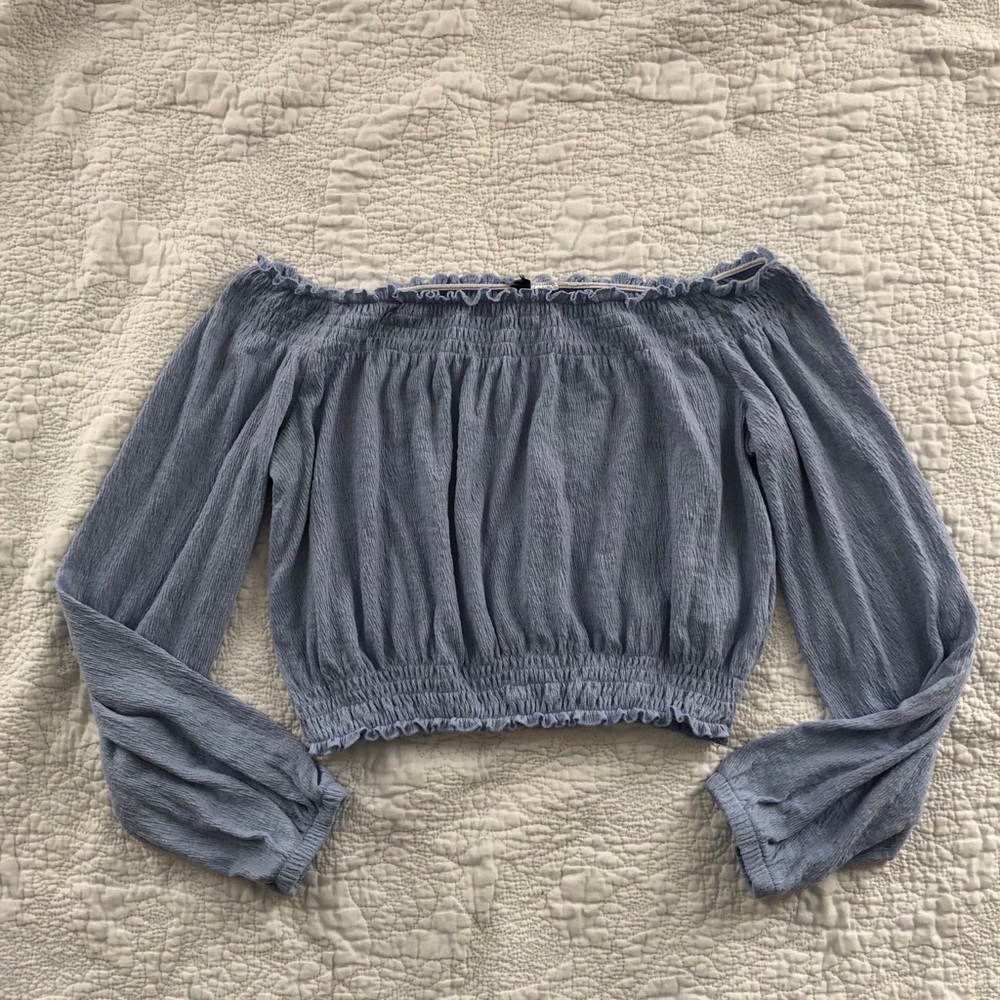 H&M Baby Blue Off The Shoulder Blouse